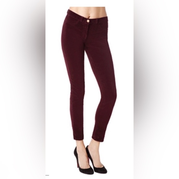 J Brand Pants - J Brand Velvet Skinny Legging Pant Burgundy Wine Size 28 Stretch